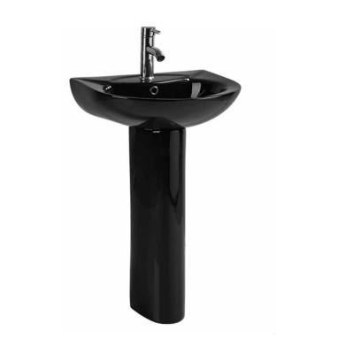 China Modern Cheap Price Bathroom Hand Wash Sink Black Color Pedestal Wash Basin Pedestal Basin for sale