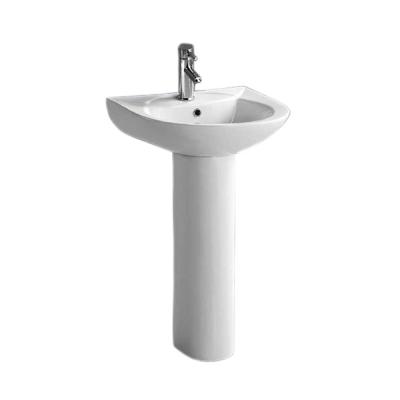 China Modern Wholesale Ceramic Sanitary Ware Two Piece Ceramic Wash Basin With Pedestal For Bathroom for sale