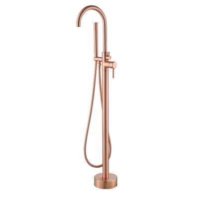 China Freestanding Shower Mixer Tap Bath Tub Filler Bathroom Faucets Bathtub Filler Thermostatic Floor Mounted Dual Faucet Handles for sale