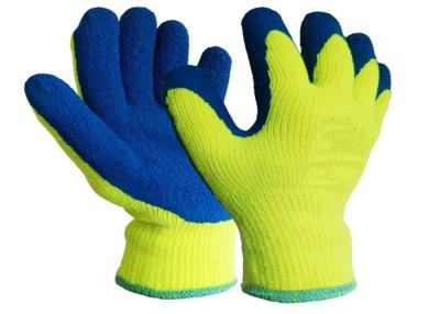 China Bequeme thermische Griff-warme Winter-Arbeits-Handschuh-blauer Windungs-Latex beschichtet zu verkaufen