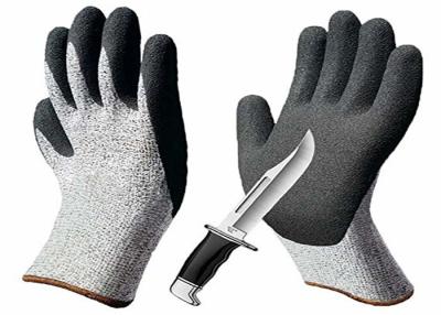 China Black / Gray Sandy Nitrile Coated Hand Gloves Abrasion Resistant HPPE Liner for sale