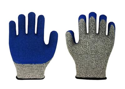 China Protective Cut Proof Work Gloves , Tool Hands Work Gloves With Blue Latex Crinkle for sale