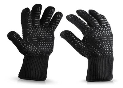 China Guantes a prueba de calor negros del trabajo, guantes a prueba de calor del Bbq del silicón en venta