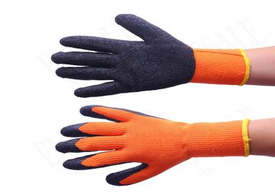 China 10 Messgerät-warme Winter-Arbeits-Handschuhe orange Farbe gebürsteter Terry schlingt das gezeichnete Acryl zu verkaufen