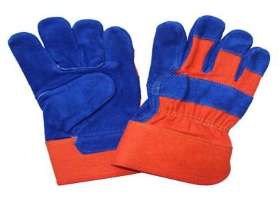 China Guantes modificados para requisitos particulares azul de la mano del cuero de la seguridad, guantes de la protección de la mano en venta