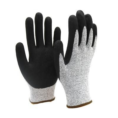 China Guantes del indicador HPPE de ZMSAFETY 13 contra cortes y la mano de trabajo revestida del diseño de las laceraciones de Abseiling del nitrilo ergonómico de los guantes en venta