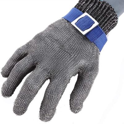 China Carnicero del nivel del ANSI A14 de Mesh Gloves del metal del alambre de ZMSAFETY y guante de la cocina el del más alto nivel del prendedero de pescados resistente cortado en venta