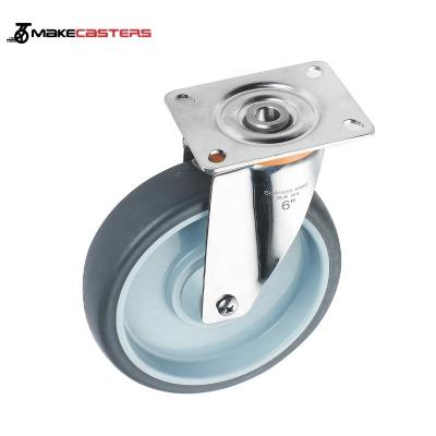 China Rigid SUS304 316L European Medium Duty Stainless Caster Customize OEM ODM Bolt Hole Casters TPR Fixed Swivel With Brake 3