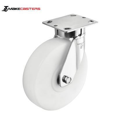 China Jianli Kingpinless MC Nylon SUS 304/316L Caster Stainless Steel Caster Wheel Rigid Caster Wheel 5 Swivel 6 8 Inch White Chemical Works for sale