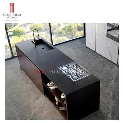 China 1200x2600 6mm Modern Matte Gray Kitchen Bench Countertops Sintered Stone Slab Porcelain Stone for sale