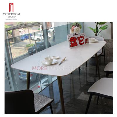 China Adjustable modern furniture calacatta white marble dining table set china table (the other) for sale