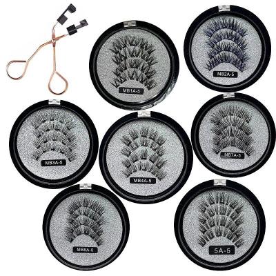 China Natural Long False Eyelashes Magnetic, Customized Logo, Natrual Magnetic Eyelashes 5 Magnets Mink Magnetic False Eyelashes Extension with Clip Kit for sale