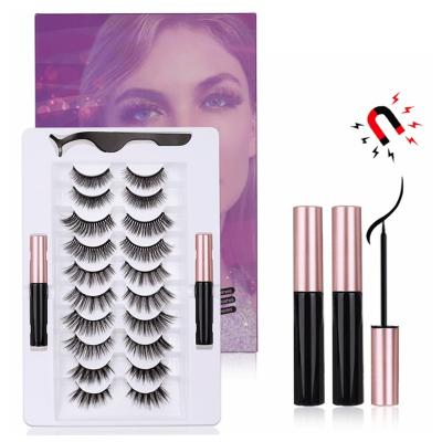 China Natural Long 10 Pairs Magnetic Lashes Magnetic Eyeliner Kit, Magnetic Eyelashes and Eyeliner Set, No Glue Waterproof False Magnetic Eyelashes for sale