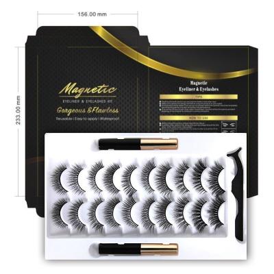 China Natural Long 10 Pairs Magnetic Lashes Magnetic Eyeliner Kit, Magnetic Eyelashes and Eyeliner Set, No Glue Waterproof False Magnetic Eyelashes for sale