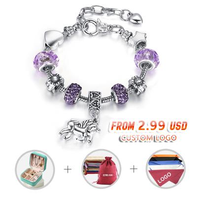 China New Fashion Amethyst Fashion Party Light Jewelry Romantic Handmade Charm Bracelet Silver Bangle New Logo Packaging for sale