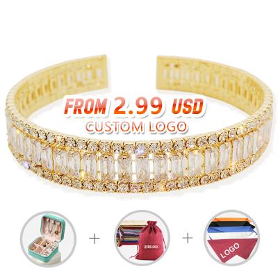 China Handmade TRENDY Fashion Romantic Light With Drill Jewelry Charm Bangle Bracelet New Logo Packaging Gold Custom Made for sale