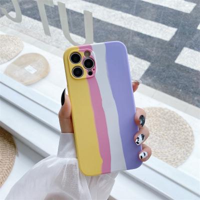 China Original Rainbow Color Waterproof Case For Phone 12 pro 11 7 8 Max Plus Mini Xs Max Xr Brand Official Gradient Silicone Phone Cover for sale