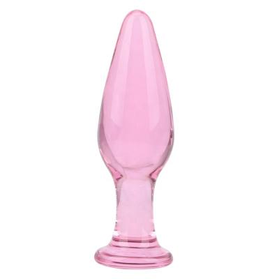 China Anal Sex Pleasure Small Pink Glass Anal Plug Little Crystal Ball Butt Sex Pleasure Wand Adult Sex Toy for Beginners for sale