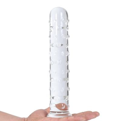 China Vagina Masturbator 10.6 Inches Large Dotted Glass Dildo Crystal Penis Big G-spot Stimulator Female Masturbation Sex Pleasure Wand for sale