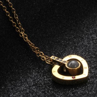 China FASHIONABLE necklace 18kgp vintage necklace 100 languages ​​necklace price good quality i love you for sale