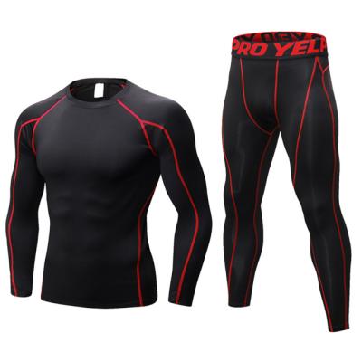 China PRO Men's Long Sleeve And Pants Fitness Training Suit Breathable Tight Quick Dry Stretch Suit for sale