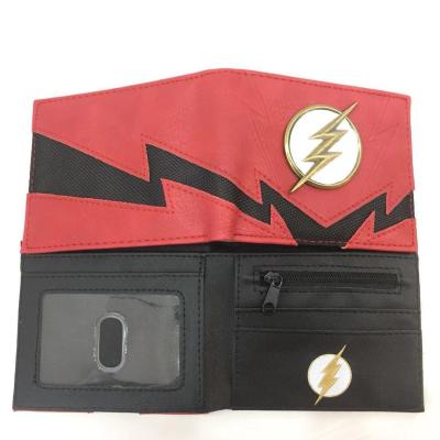 China Anti-theft Wallet Supplier PVC Pu Bat Man Wallet DC Marvel Instant Avengers Folding Metal Logo Wallet for sale