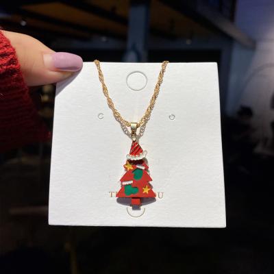 China Casual/Sporty Drop Oil Alloy Necklace Christmas Gift Santa Snowflake Snowman Clavicle Chain Pendant Necklace for sale