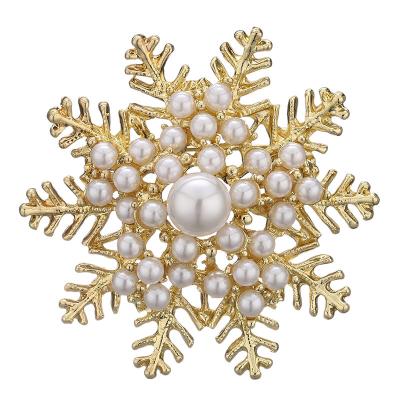 China Wholesale New Christmas Brooch from China Jewelry Supplier ALLOY Snowflake Couple Brooch Bead Brooch for sale