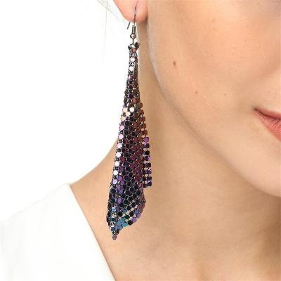 China Fashion CLASSIC Geometric Hip-Hop Long Square Earrings China Supplier Jewelry Metal Sequin Tassel Earrings Female Stud Earrings for sale