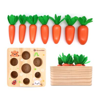 China Kids Earlier Toys Parent Wooden Carrot Educational Toy Wooden Block Set Pulling Early Learning Blocks for sale