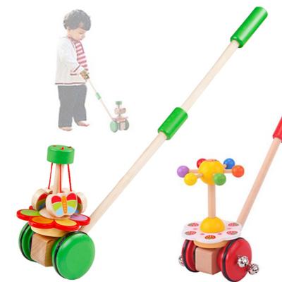 China New Interesting Wooden Wholesale Eco-friendly Baby First Step Toys Baby Walker Car for sale