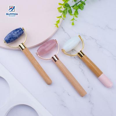 China China Factory Wholesale High Quality Wood Therapy Face Lift Massage Products Rose Quartz Jade Facial Roller for sale