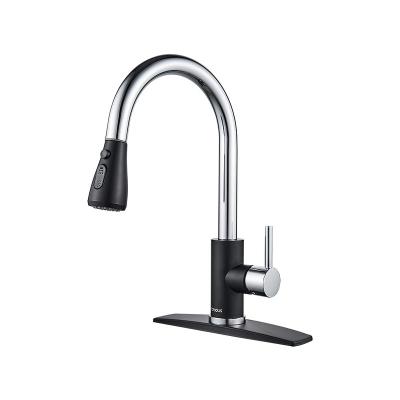 China Sense Faucets Kitchen Faucet With Pull Down Nickel High Arc Single Handle Kitchen Sink Sprayer Faucet With Apron for sale