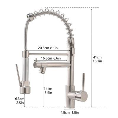 China Sense Faucets Brushed Spring Kitchen Faucet With Single Hole Deck Mount Pull Down Sprayer Handle for sale