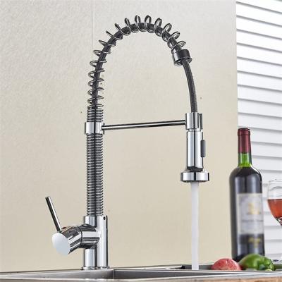 China Sense Faucets Black Spring Kitchen Faucet With Single Deck Mount Pull Down Sprayer Hole Handle for sale