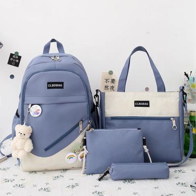 China High Quantity Waterproof Schoolbags Set 4 Pieces In 1 Back Bags Canvas Girls Backpack Sets for sale