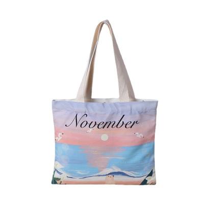 China Large Reusable Durable Custom Printed Logo Cotton Canvas Tote Shopping Bag for sale