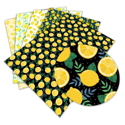 China 30*136cm 1pc Waterproof Synthetic Leather Fabric Printed Leaf Lemon Fruit Theme Party Decoration for sale