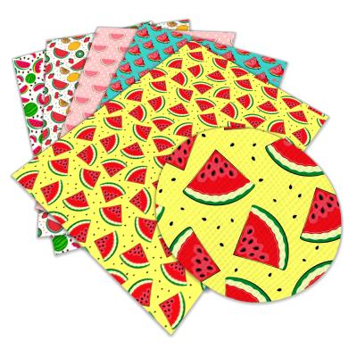 China Watermelon Pattern Waterproof Faux Printed PU Synthetic Leather Sheets DIY Making Handmade Scrapbook for sale