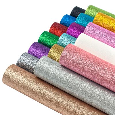 China Shiny Glitter Faux Leather Sheets Fabric 30*136cm Superfine Waterproof Roll Synthetic Fine Glitter For Craft Hair Bow for sale