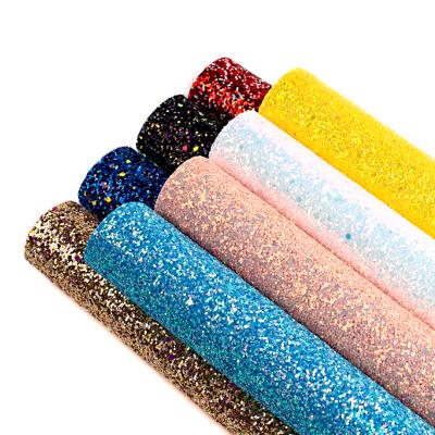 China 30*22cm Waterproof 8 Pieces 1set Costume Glitter Shiny Chunky Sparkle Metallic Faux Leather Fabric Sheets For Craft Hair Bow for sale