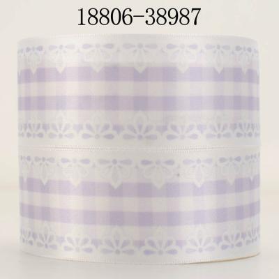 China 38mm printed satin ribbon elastic seductive simple face printed pattern high quality heat transfer sublimated satin ribbon bows for girl for sale