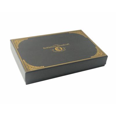 China Recycled Materials Factory Wood Craft Packing Rigid Luxury Packaging Empty Gold Stamping Logo Paper Gift Box Custom for sale