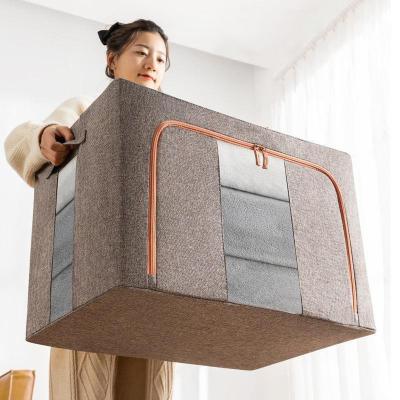 China New Folding Moisture-proof Canvas Storage Matching Foldable Box Steel Frame Portable Transparent Storage for sale