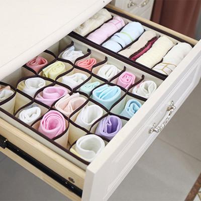 China 2022 Ties Socks Bra Drawer Closet Organizer Separator Storage Container Non-woven Folding Underwear Organizer Storage Box for sale