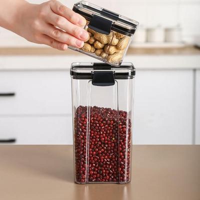 China Freshness Preservation Kitchen Cereal Storage Container Snack Nut Storage Bin Kitchen Instruments Adjust Box Transparent Sealed Fresh-preservation Box for sale