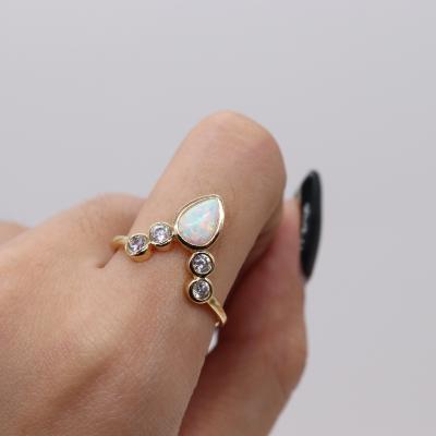 China TRENDY Opal Ring CZ Stones Jewelry Gold Plated Rings Gymnastic Rings For Women On Sale for sale