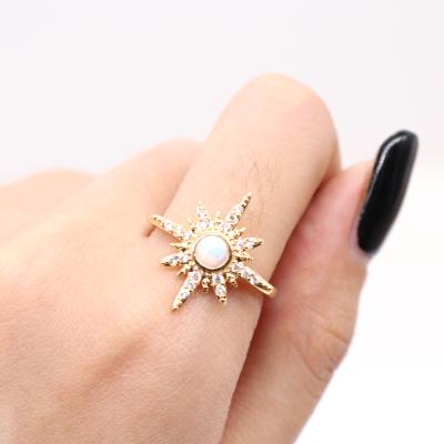 China TRENDY Ring Opal Gold Plated Rings White Color Wedding Rings Women On Sale for sale