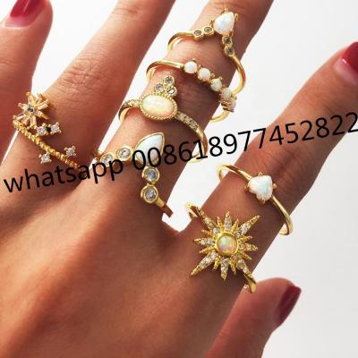 China 2021 New Arrived TRENDY Fork Setting Zirconia Stack Opal Rings For Women for sale