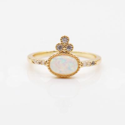 China New Trendy Fashion Miami Jewelry Wholesale Gold Plated Opal Ring For Women for sale